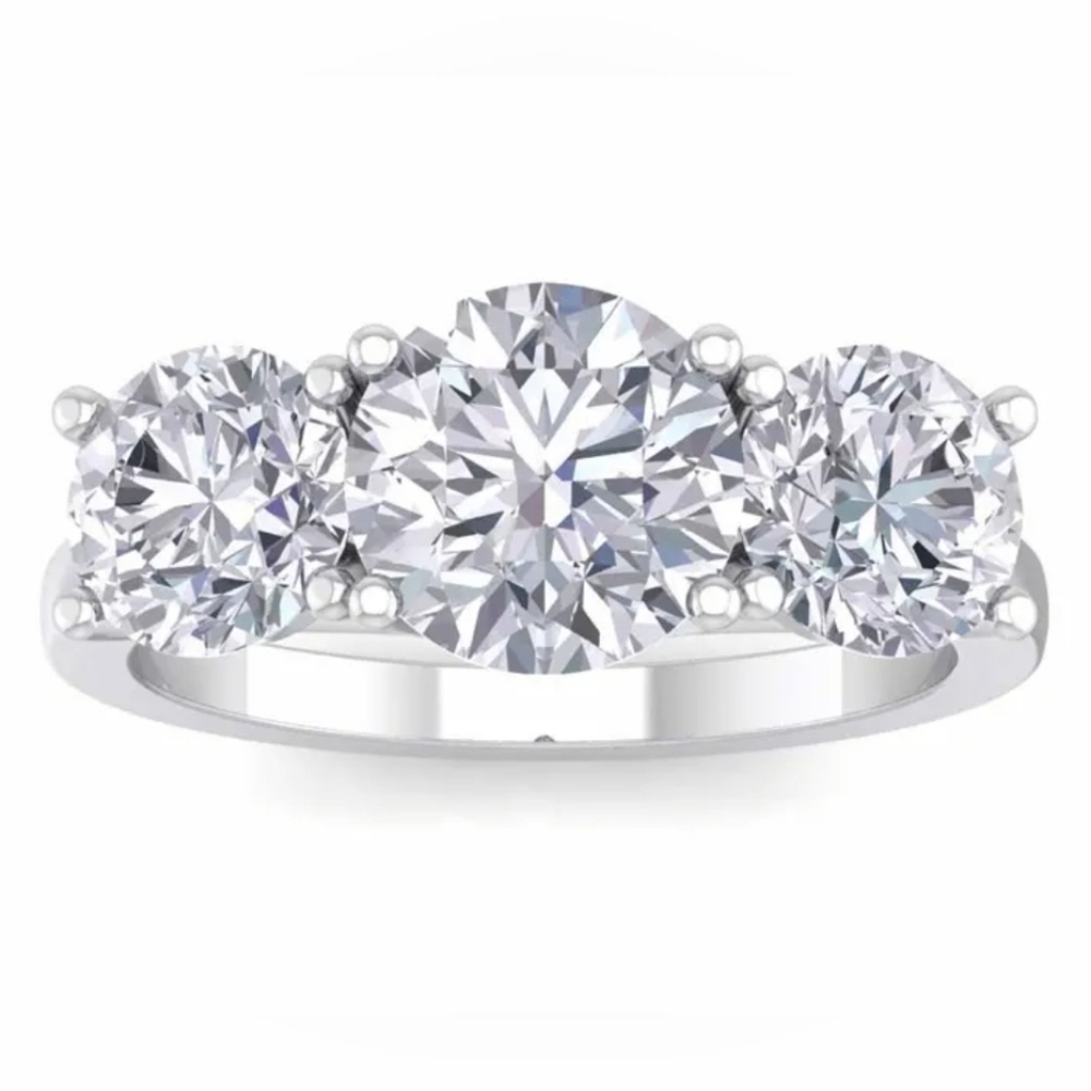 Genuine 4 Carat Moissanite 18k White Gold over Sterling Silver Ring Sz 6 ✨️